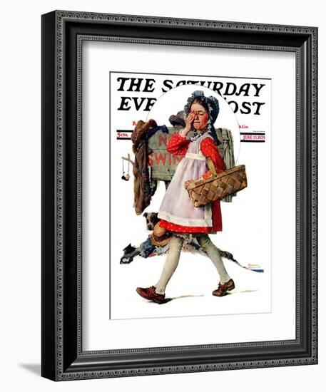 "No Peeking" Saturday Evening Post Cover, June 15,1929-Norman Rockwell-Framed Giclee Print