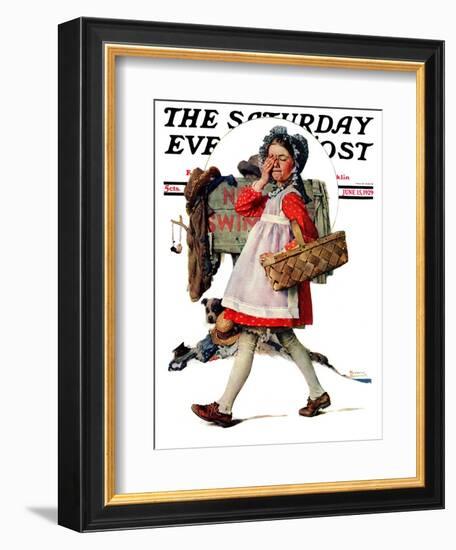 "No Peeking" Saturday Evening Post Cover, June 15,1929-Norman Rockwell-Framed Giclee Print