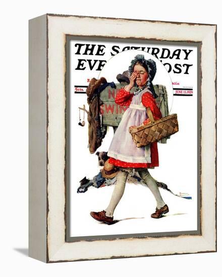 "No Peeking" Saturday Evening Post Cover, June 15,1929-Norman Rockwell-Framed Premier Image Canvas