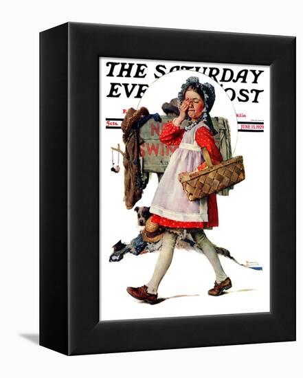 "No Peeking" Saturday Evening Post Cover, June 15,1929-Norman Rockwell-Framed Premier Image Canvas