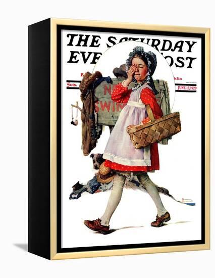 "No Peeking" Saturday Evening Post Cover, June 15,1929-Norman Rockwell-Framed Premier Image Canvas