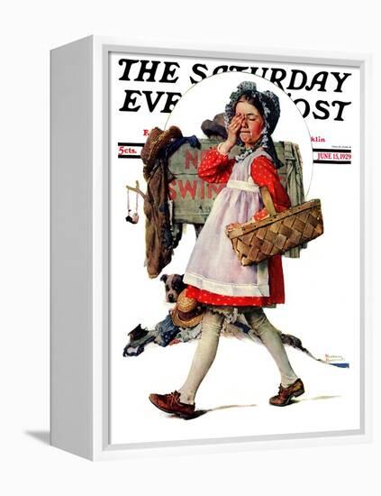 "No Peeking" Saturday Evening Post Cover, June 15,1929-Norman Rockwell-Framed Premier Image Canvas