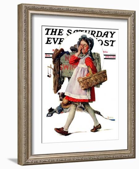 "No Peeking" Saturday Evening Post Cover, June 15,1929-Norman Rockwell-Framed Giclee Print