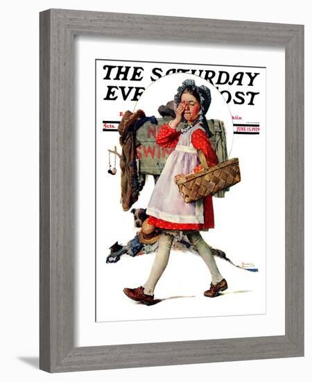 "No Peeking" Saturday Evening Post Cover, June 15,1929-Norman Rockwell-Framed Giclee Print