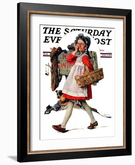 "No Peeking" Saturday Evening Post Cover, June 15,1929-Norman Rockwell-Framed Giclee Print