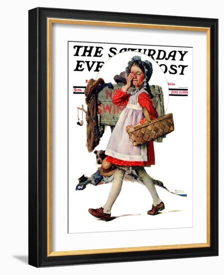 "No Peeking" Saturday Evening Post Cover, June 15,1929-Norman Rockwell-Framed Giclee Print