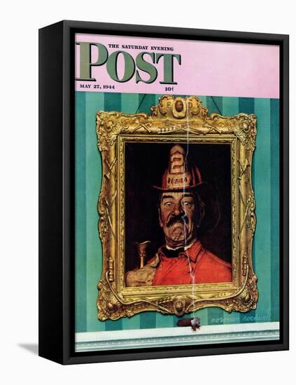 "No Smoking" Saturday Evening Post Cover, May 27,1944-Norman Rockwell-Framed Premier Image Canvas