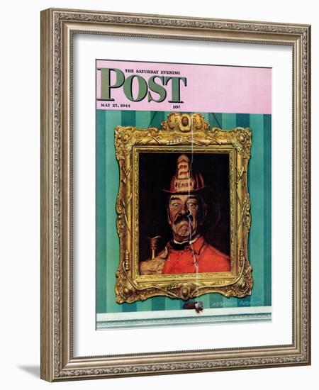 "No Smoking" Saturday Evening Post Cover, May 27,1944-Norman Rockwell-Framed Giclee Print