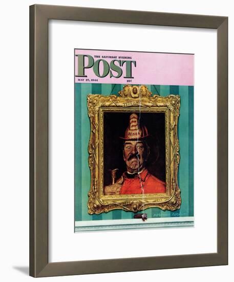 "No Smoking" Saturday Evening Post Cover, May 27,1944-Norman Rockwell-Framed Giclee Print