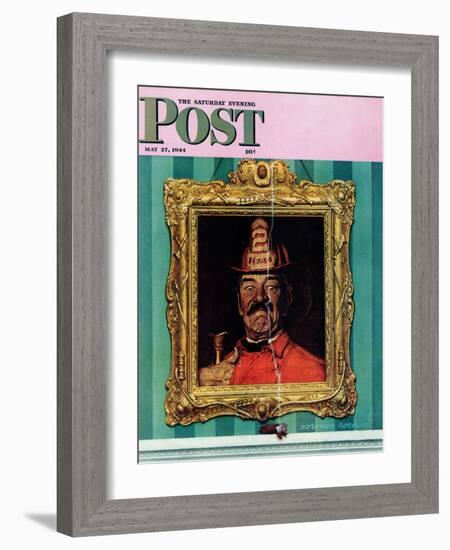 "No Smoking" Saturday Evening Post Cover, May 27,1944-Norman Rockwell-Framed Giclee Print