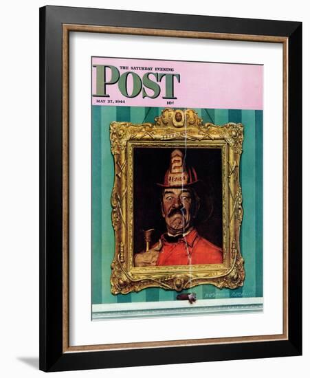 "No Smoking" Saturday Evening Post Cover, May 27,1944-Norman Rockwell-Framed Giclee Print