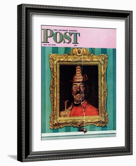 "No Smoking" Saturday Evening Post Cover, May 27,1944-Norman Rockwell-Framed Giclee Print