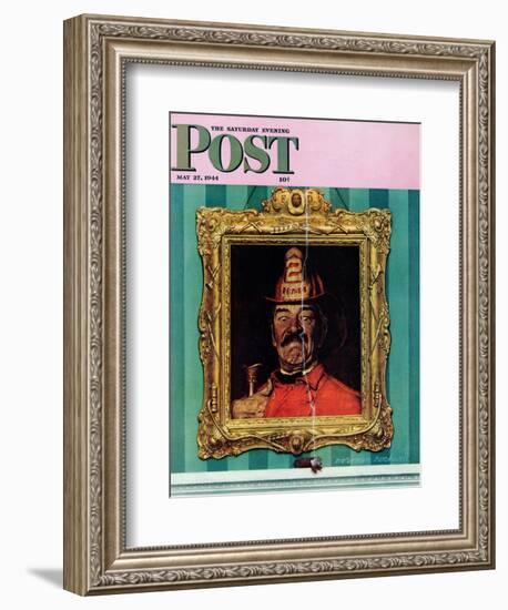 "No Smoking" Saturday Evening Post Cover, May 27,1944-Norman Rockwell-Framed Giclee Print