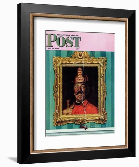 "No Smoking" Saturday Evening Post Cover, May 27,1944-Norman Rockwell-Framed Giclee Print