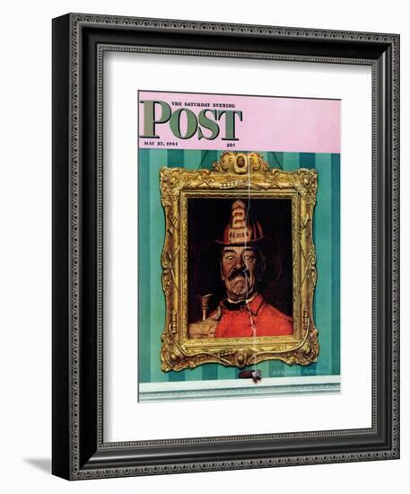 "No Smoking" Saturday Evening Post Cover, May 27,1944-Norman Rockwell-Framed Giclee Print