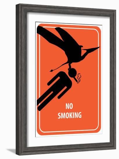 No Smoking Sign - Dinosaur Attack-Lantern Press-Framed Art Print