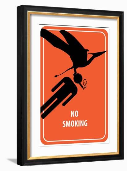 No Smoking Sign - Dinosaur Attack-Lantern Press-Framed Art Print