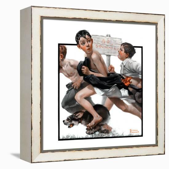 "No Swimming", June 4,1921-Norman Rockwell-Framed Premier Image Canvas