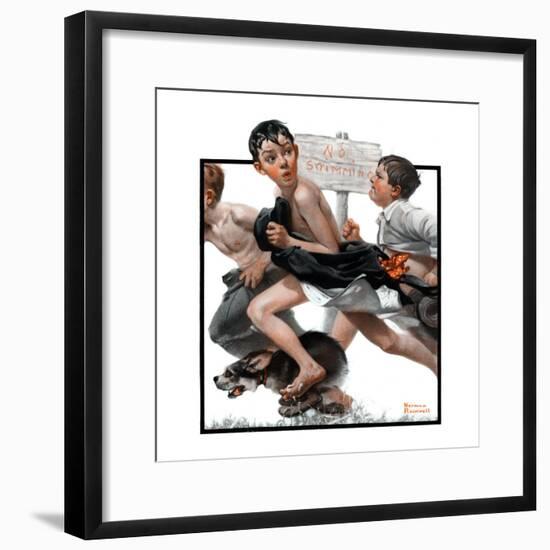 "No Swimming", June 4,1921-Norman Rockwell-Framed Premium Giclee Print