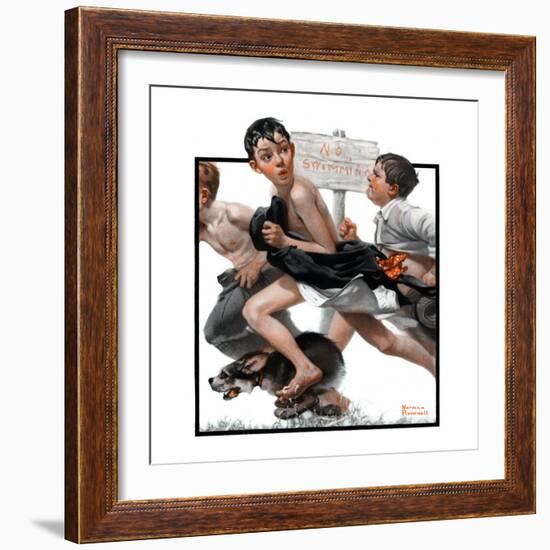 "No Swimming", June 4,1921-Norman Rockwell-Framed Giclee Print