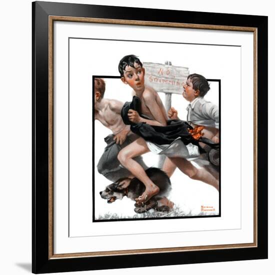 "No Swimming", June 4,1921-Norman Rockwell-Framed Giclee Print