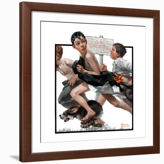 "No Swimming", June 4,1921-Norman Rockwell-Framed Giclee Print