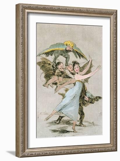 No Te Escaparas (You Will Not Escape), Plate 72 of 'Los Caprichos', Late 18th Century-Francisco de Goya-Framed Giclee Print