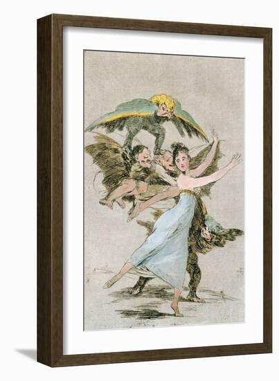 No Te Escaparas (You Will Not Escape), Plate 72 of 'Los Caprichos', Late 18th Century-Francisco de Goya-Framed Giclee Print