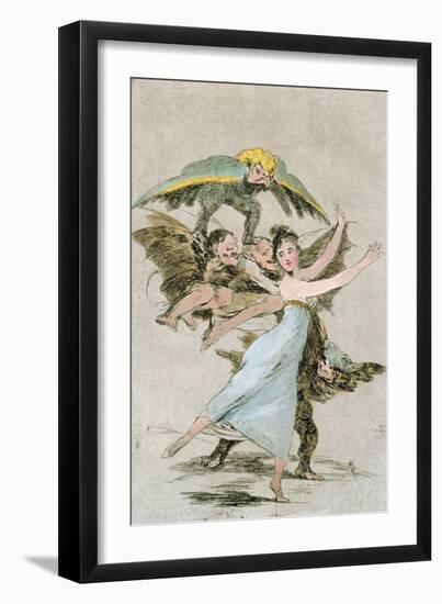 No Te Escaparas (You Will Not Escape), Plate 72 of 'Los Caprichos', Late 18th Century-Francisco de Goya-Framed Giclee Print