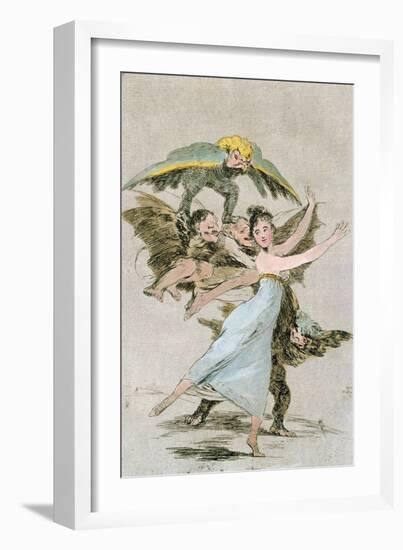 No Te Escaparas (You Will Not Escape), Plate 72 of 'Los Caprichos', Late 18th Century-Francisco de Goya-Framed Giclee Print