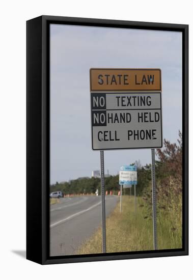 No Texting Sign on Us Highway 1 in Delaware-Dennis Brack-Framed Premier Image Canvas