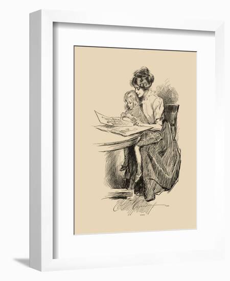 No Time for Politics-Charles Dana Gibson-Framed Premium Giclee Print