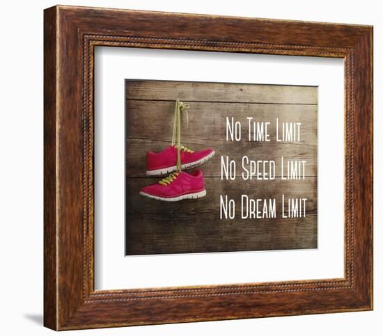 No Time Limit No Speed Limit No Dream Limit Pink Shoes-Sports Mania-Framed Art Print