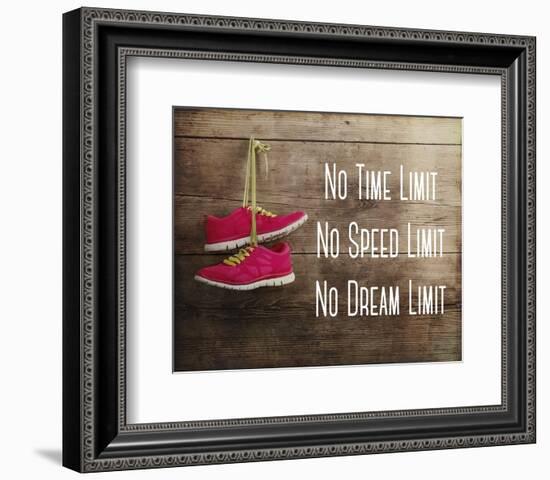 No Time Limit No Speed Limit No Dream Limit Pink Shoes-Sports Mania-Framed Art Print