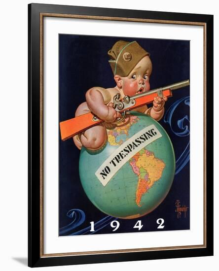 "No Trespassing," January 3, 1942-Joseph Christian Leyendecker-Framed Giclee Print