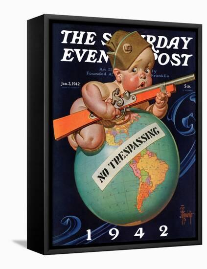 "No Trespassing," Saturday Evening Post Cover, January 3, 1942-Joseph Christian Leyendecker-Framed Premier Image Canvas