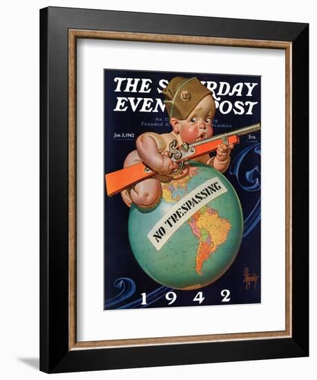 "No Trespassing," Saturday Evening Post Cover, January 3, 1942-Joseph Christian Leyendecker-Framed Giclee Print