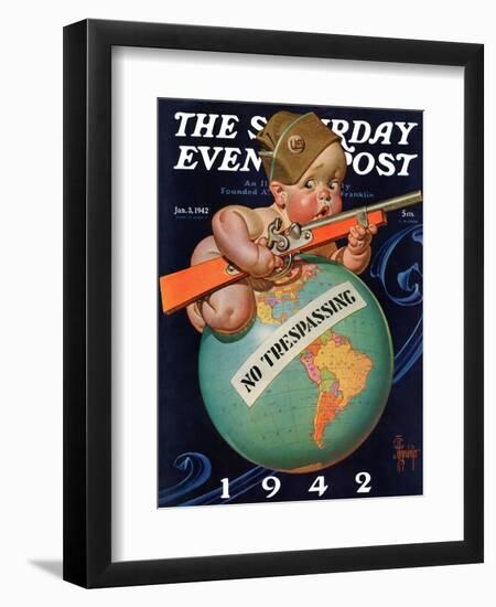 "No Trespassing," Saturday Evening Post Cover, January 3, 1942-Joseph Christian Leyendecker-Framed Giclee Print