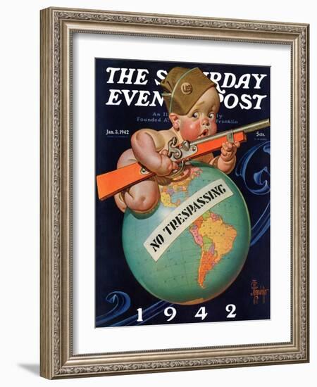 "No Trespassing," Saturday Evening Post Cover, January 3, 1942-Joseph Christian Leyendecker-Framed Giclee Print