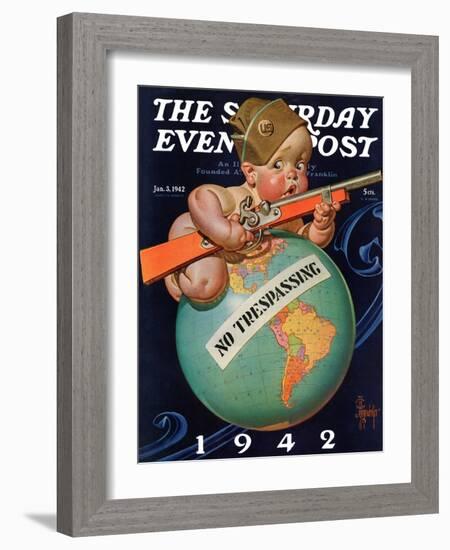 "No Trespassing," Saturday Evening Post Cover, January 3, 1942-Joseph Christian Leyendecker-Framed Giclee Print