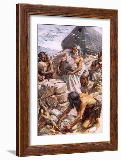 Noah Building His Altar-Harold Copping-Framed Giclee Print