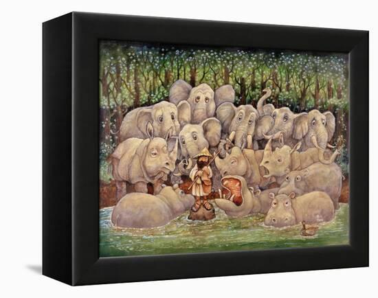 Noah - Elephants-Rhinos-Hippos-Bill Bell-Framed Premier Image Canvas