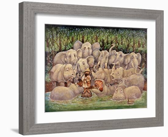 Noah - Elephants-Rhinos-Hippos-Bill Bell-Framed Giclee Print