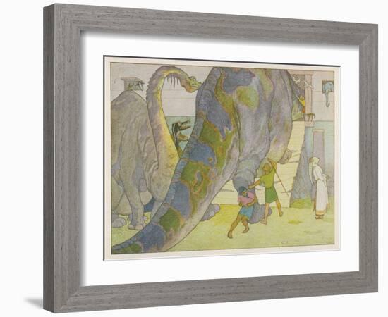 Noah Finds That the Dinosaurs are Too Large to be Saved in His Ark-E. Boyd Smith-Framed Art Print