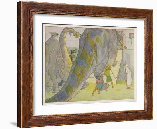 Noah Finds That the Dinosaurs are Too Large to be Saved in His Ark-E. Boyd Smith-Framed Art Print