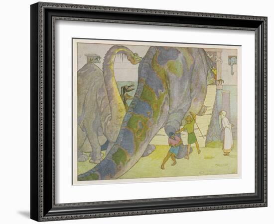 Noah Finds That the Dinosaurs are Too Large to be Saved in His Ark-E. Boyd Smith-Framed Art Print