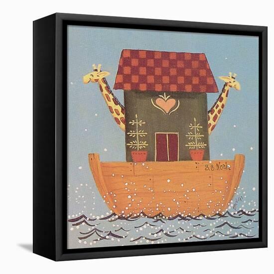 Noah’s Ark, an Ark with 2 Giraffes Sticking Out their Heads-Beverly Johnston-Framed Premier Image Canvas