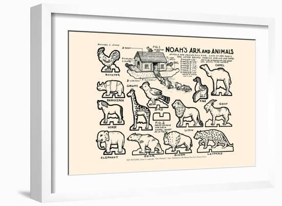 Noah's Ark And Animals-Michael C. Dank-Framed Art Print