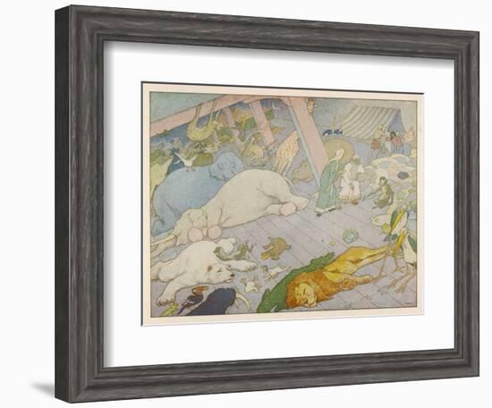 Noah's Ark, Some of the Animals Suffer from Sea-Sickness-E. Boyd Smith-Framed Art Print