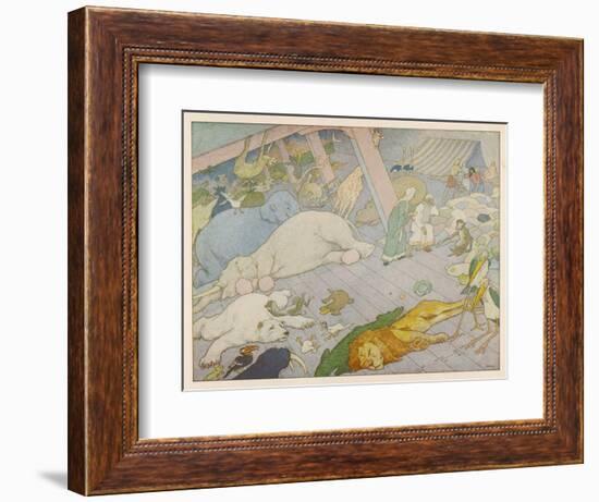 Noah's Ark, Some of the Animals Suffer from Sea-Sickness-E. Boyd Smith-Framed Art Print